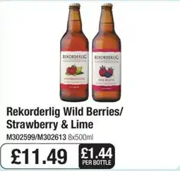 Booker Wholesale Rekorderlig wild berries/strawberry & lime offer