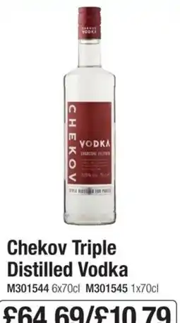 Booker Wholesale Chekov triple distilled vodka offer