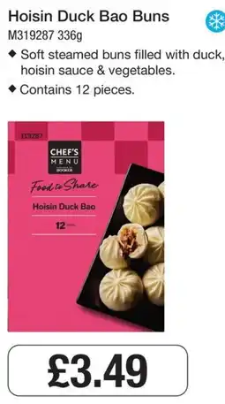 Booker Wholesale Chef's Menu hoisin duck bao offer