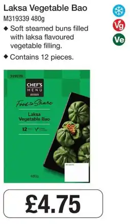 Booker Wholesale Chef's Menu laksa vegetable bao offer