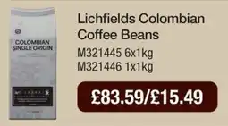 Booker Wholesale Lichfields colombian coffee beans offer