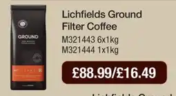 Booker Wholesale Lichfields ground filter coffee offer