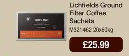 Booker Wholesale Lichfields ground filter coffee sachets offer