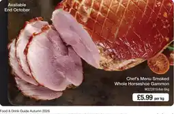 Booker Wholesale Chef's Menu Smoked Whole Horseshoe Gammon offer