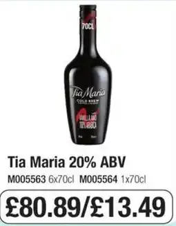 Booker Wholesale Tia Maria offer