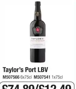 Booker Wholesale Taylor's Port LbV offer