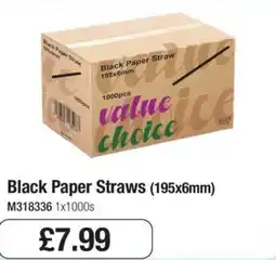 Booker Wholesale Value Choice black paper straws offer