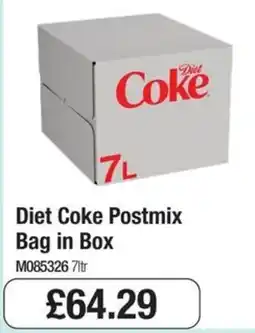 Booker Wholesale Diet Coke Postmix Bag in Box offer