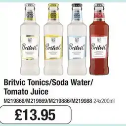 Booker Wholesale Britvic Tonics/Soda Water/Tomato Juice offer
