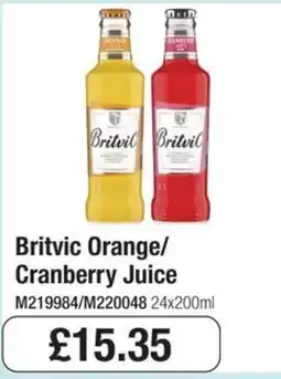 Booker Wholesale Britvic orange cranberry juice offer