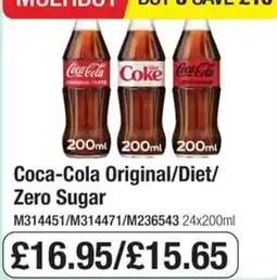 Booker Wholesale Coca-Cola Original/Diet/Zero Sugar offer