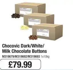 Booker Wholesale Chocovic dark/white/milk chocolate buttons offer