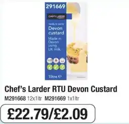 Booker Wholesale Chef's Larder rtu devon custard offer
