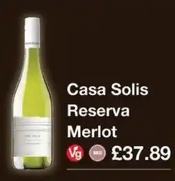 Booker Wholesale Casa Solis Reserva Merlot offer
