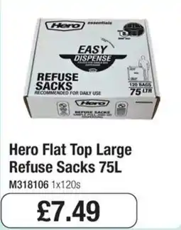Booker Wholesale Hero flat top large refuse sacks offer