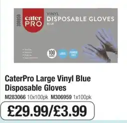 Booker Wholesale CaterPro large vinyl blue disposable gloves offer