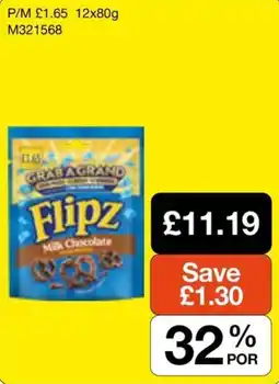 Booker Wholesale Flipz milk chocolate offer
