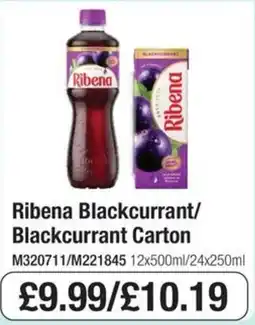 Booker Wholesale Ribena blackcurrant offer