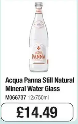 Booker Wholesale Acqua Panna still natural mineral water glass offer