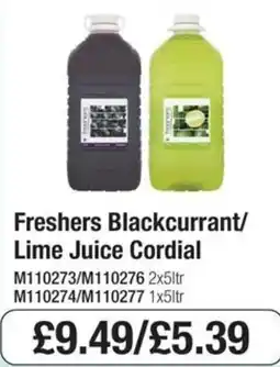 Booker Wholesale Freshers Blackcurrant Lime Juice Cordial offer