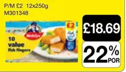 Booker Wholesale Birds Eye value fish fingers offer