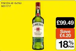 Booker Wholesale Jameson triple distilled irish whisky offer