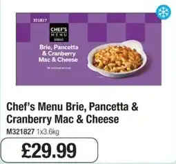 Booker Wholesale Chef's Menu Brie, Pancetta & Cranberry Mac & Cheese offer