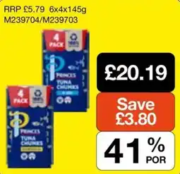 Booker Wholesale Princes tuna chunks offer