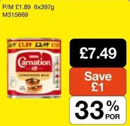Booker Wholesale Carnation condensed milk offer