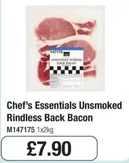 Booker Wholesale Chef's Essentials Unsmoked Rindless Back Bacon offer