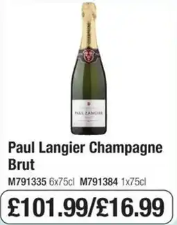 Booker Wholesale Paul Langier Champagne Brut offer