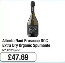 Booker Wholesale Alberto Nani Prosecco Doc Extra Dry Organic Spumante offer