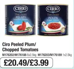 Booker Wholesale Ciro Peeled Plum/Chopped Tomatoes offer