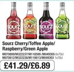 Booker Wholesale Sourz cherry toffee apple raspberry green apple offer