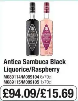 Booker Wholesale Antica Sambuca Black Liquorice/Raspberry offer