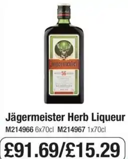 Booker Wholesale Jägermeister herb liqueur offer