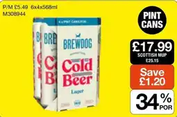 Booker Wholesale Brewdog cold beer offer