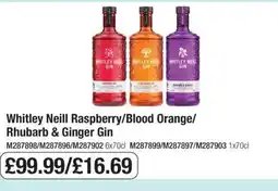 Booker Wholesale Whitley Neill Raspberry/Blood Orange/ Rhubarb & Ginger Gin offer
