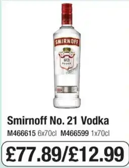 Booker Wholesale Smirnoff No. 21 Vodka offer