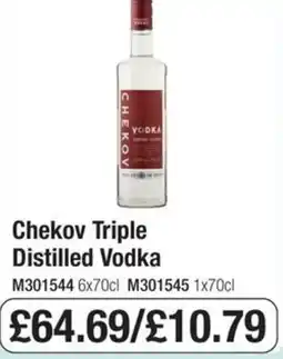 Booker Wholesale Chekov Triple Distilled Vodka offer