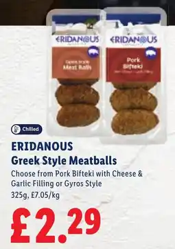 Lidl Eridanous greek style meatballs offer