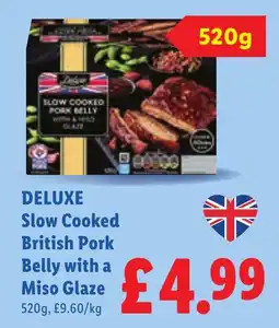 Lidl Deluxe slow cooked british pork belly with a miso glaze offer
