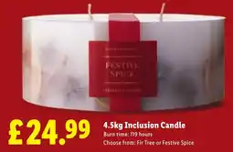 Lidl Festive Spice Inclusion Candle offer
