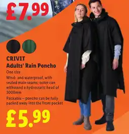 Lidl Crivit adults' rain poncho offer