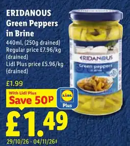 Lidl Eridanous green peppers in brine offer