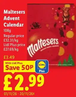Lidl Maltesers advent calendar offer