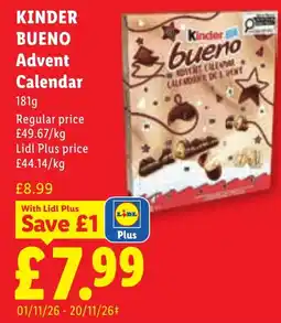 Lidl Kinder bueno advent calendar offer