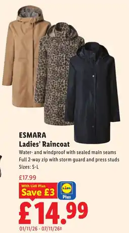 Lidl Esmara ladies' raincoat offer