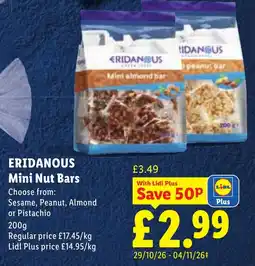 Lidl Eridanous mini nut bars offer