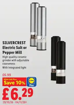 Lidl Silvercrest electric salt or pepper mill offer